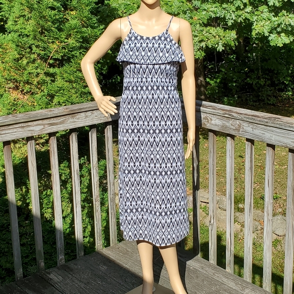 Miss Understood Black White Grey Print Midi Spaghetti Strap Dress Size M - Picture 13 of 15